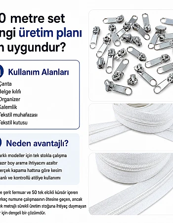 Tip 10 Naylon Şerit Fermuar Üretim Seti – 100 Metre + 50 Tek Elcikli Kürsör ST-T10T-NAYLON-100M50C