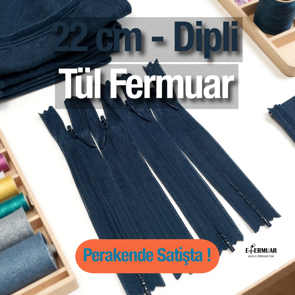 Gizli Fermuar 22 cm Tül Elbise ve Etek Fermuarı ZPHSN0022TUL