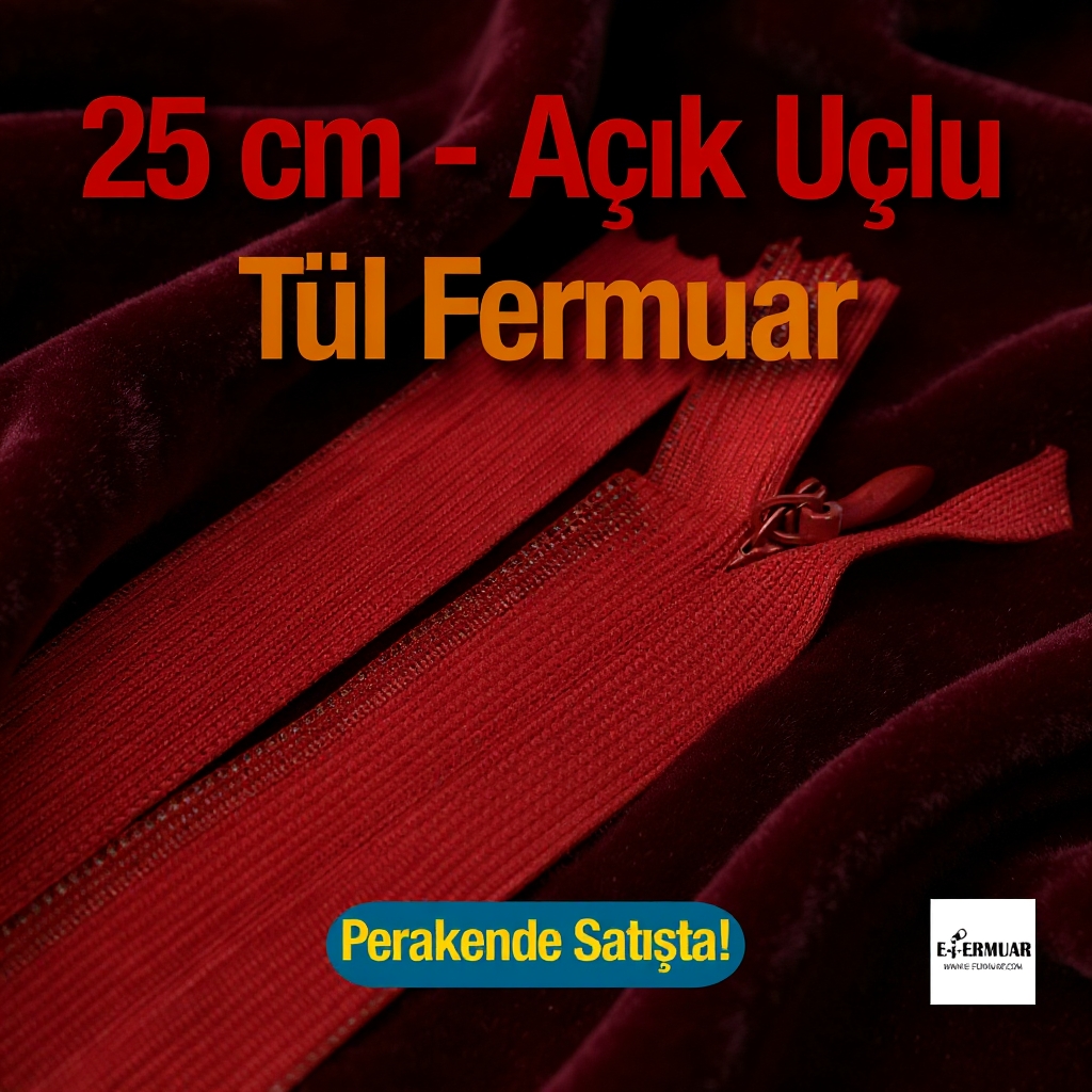 Gizli Fermuar 25 cm Tül Elbise ve Etek Fermuarı ZPHSN0025TUL