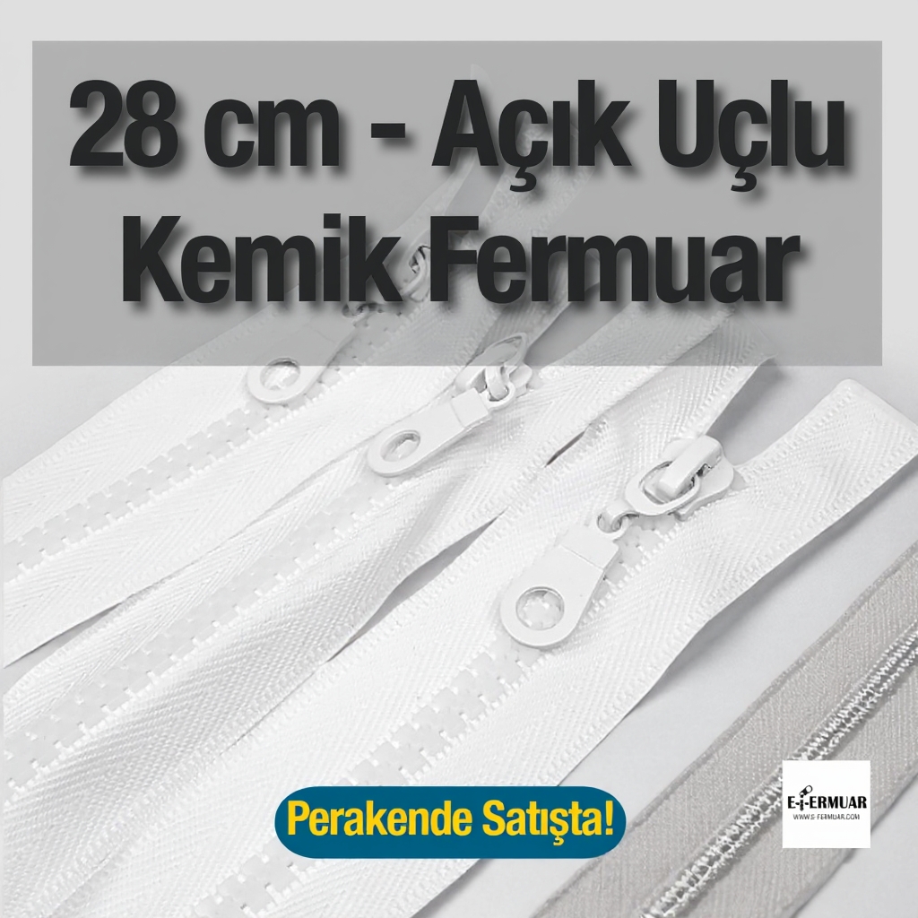 28 cm Kalın Dişli Kemik Fermuar T6 Açık Uçlu - Separe  ZPHSN0028T6