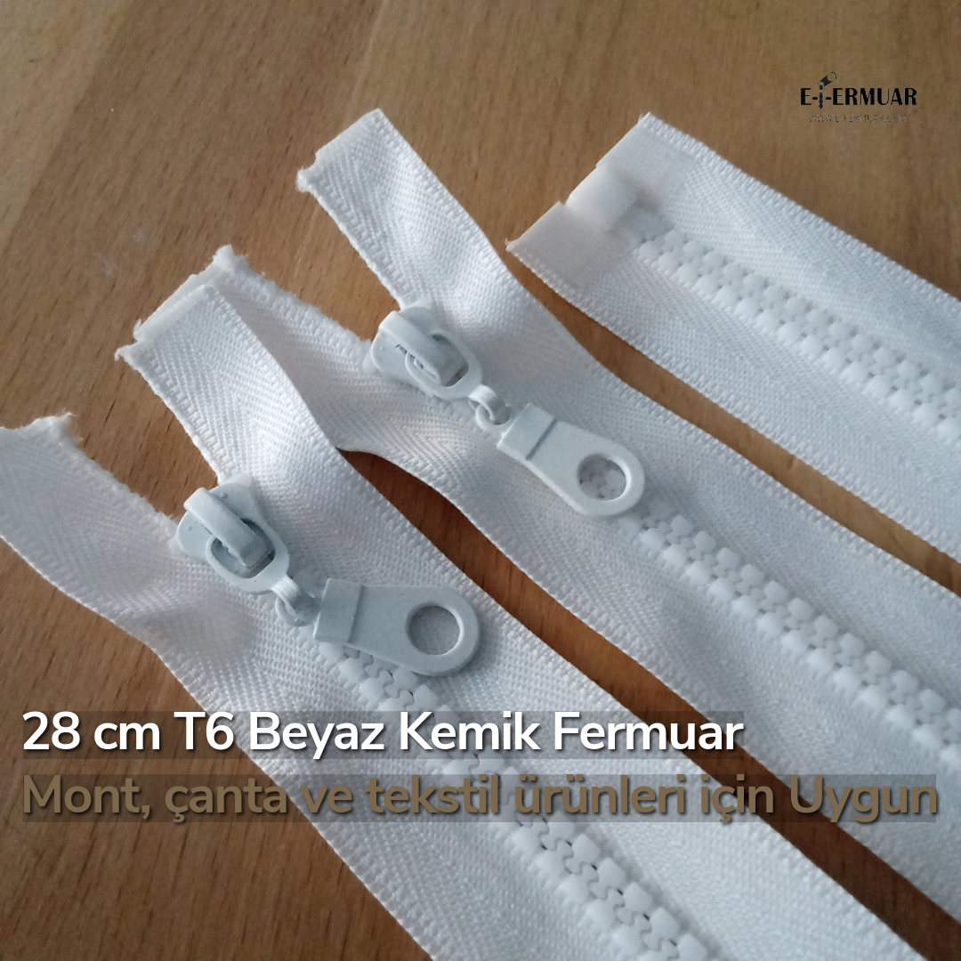 28 cm Kalın Dişli Kemik Fermuar T6 Açık Uçlu - Separe  ZPHSN0028T6