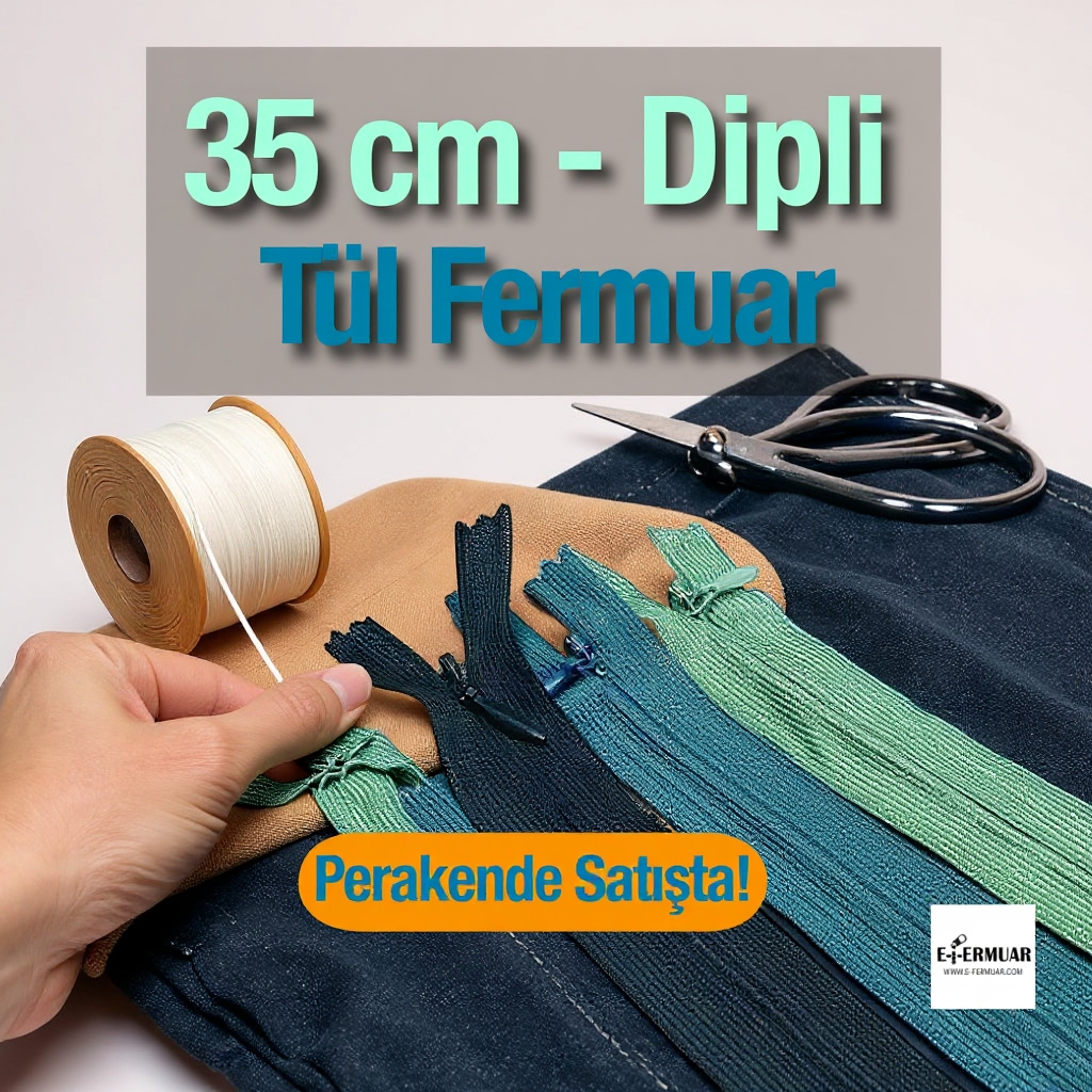 Gizli Fermuar 35 cm Tül Elbise ve Etek Fermuarı ZPHSN0035TUL