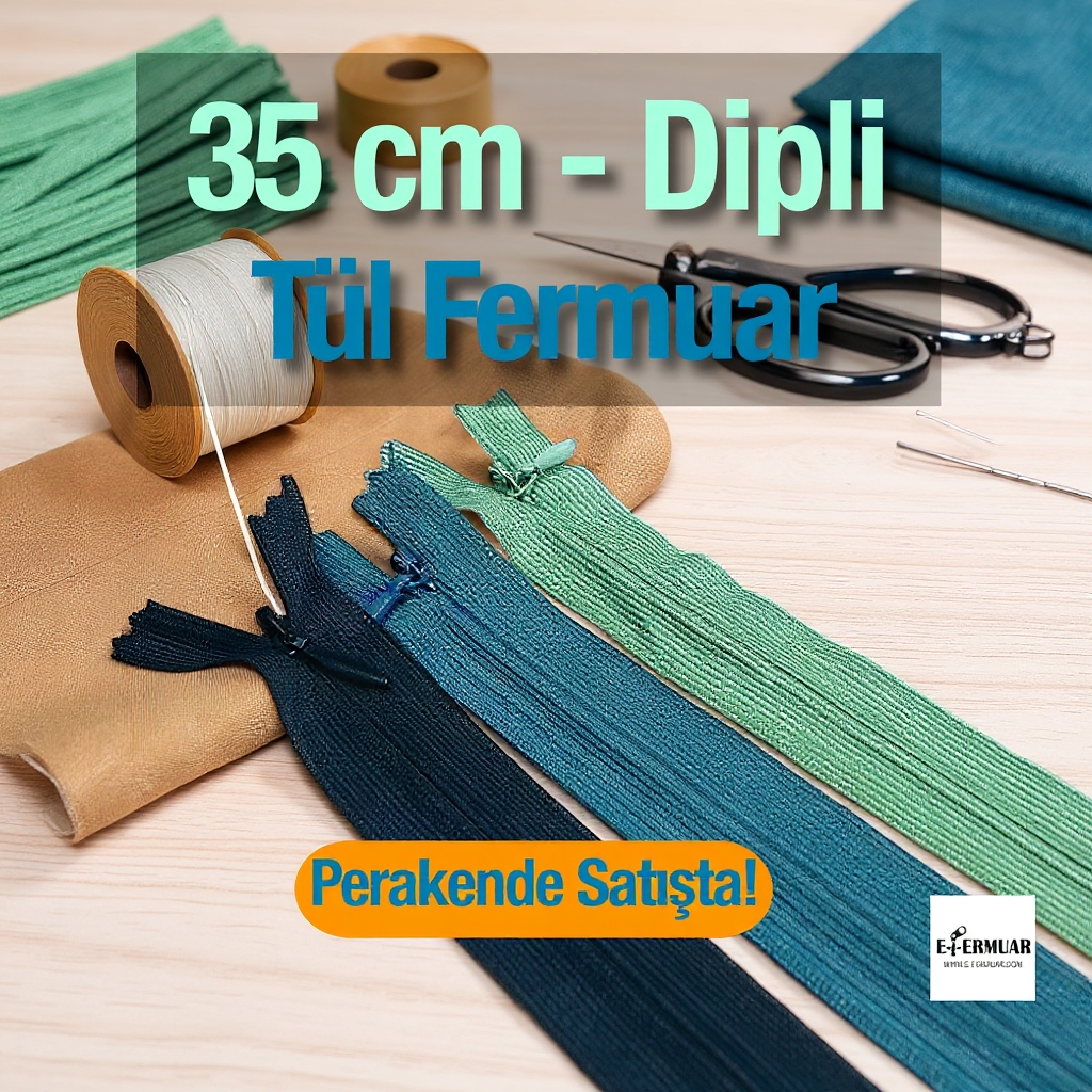 Gizli Fermuar 35 cm Tül Elbise ve Etek Fermuarı ZPHSN0035TUL