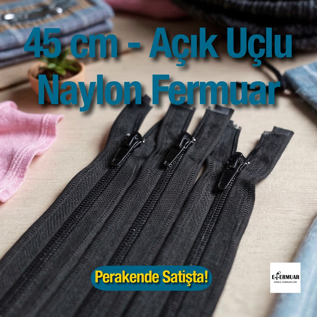 Mont Fermuarı Naylon 45 cm Tip 10 – Açık Uçlu (Separe) / Otomatik Kafa ZPHSN0045T10