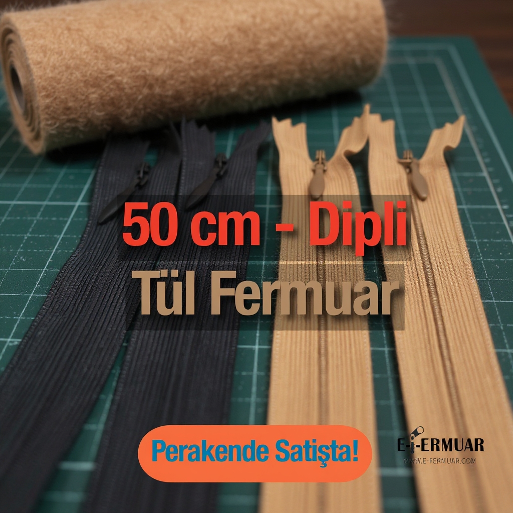 Gizli Fermuar 50 cm Tül Elbise ve Etek Fermuarı ZPHSN0050TUL