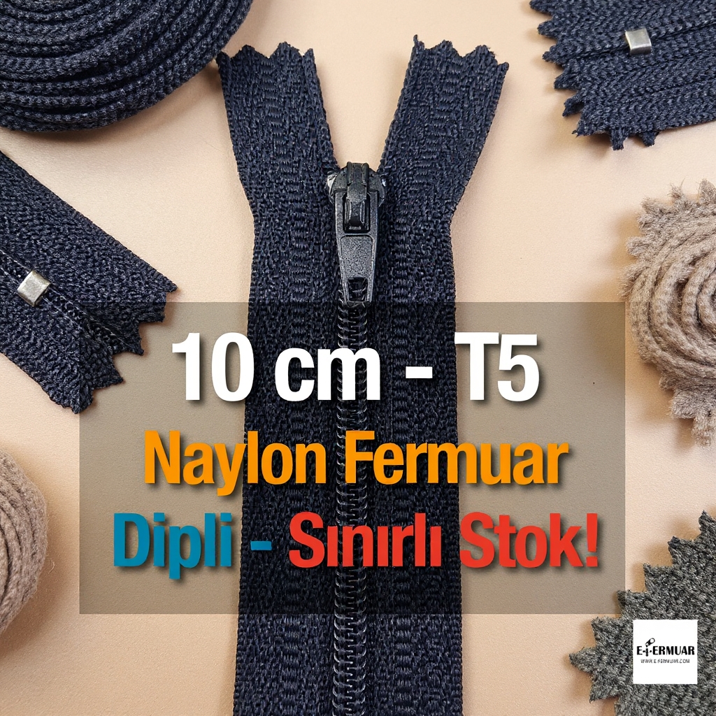 Naylon 10 Cm Cep Fermuarı Dipli -  NC0010T5