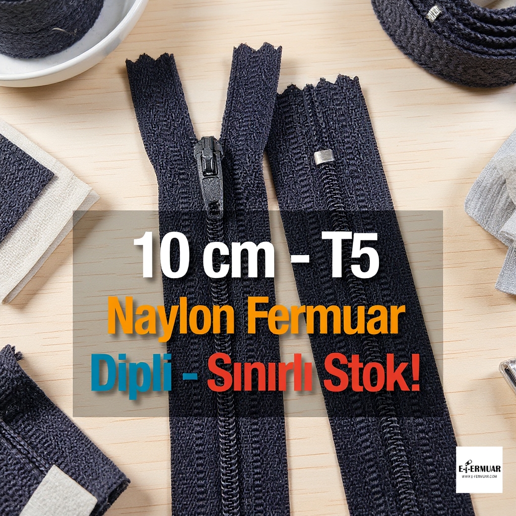Naylon 10 Cm Cep Fermuarı Dipli -  NC0010T5