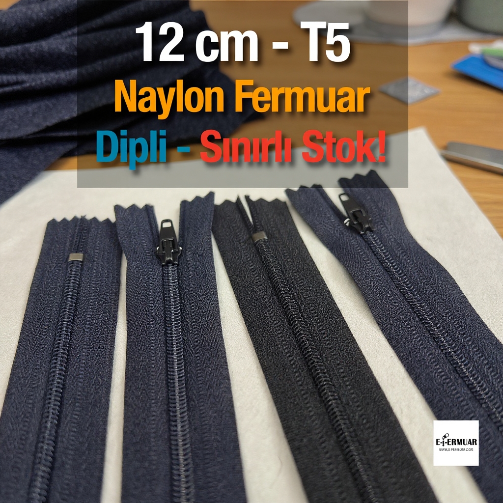Naylon Cep Fermuarı 12 cm  Dipli -  NC0012T5