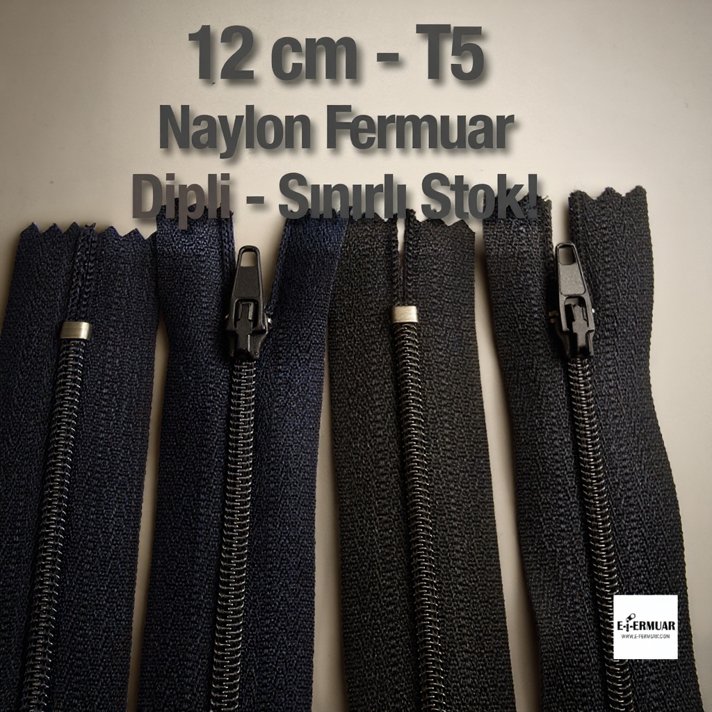 Naylon Cep Fermuarı 12 cm  Dipli -  NC0012T5