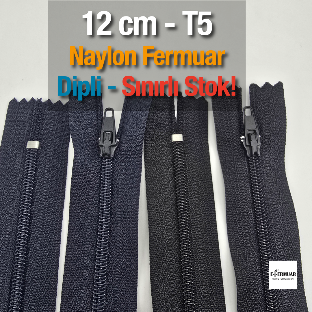 Naylon Cep Fermuarı 12 cm  Dipli -  NC0012T5