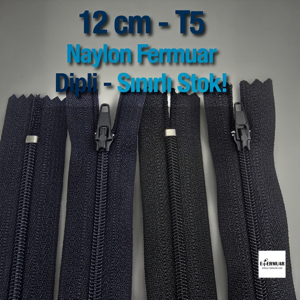 Naylon Cep Fermuarı 12 cm  Dipli -  NC0012T5