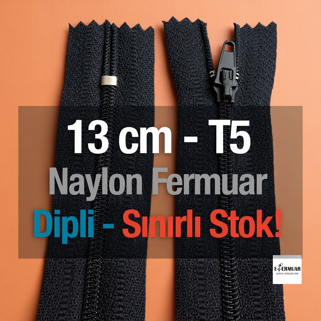 Naylon Cep Fermuarı 13 Cm Dipli -  NC0013T5