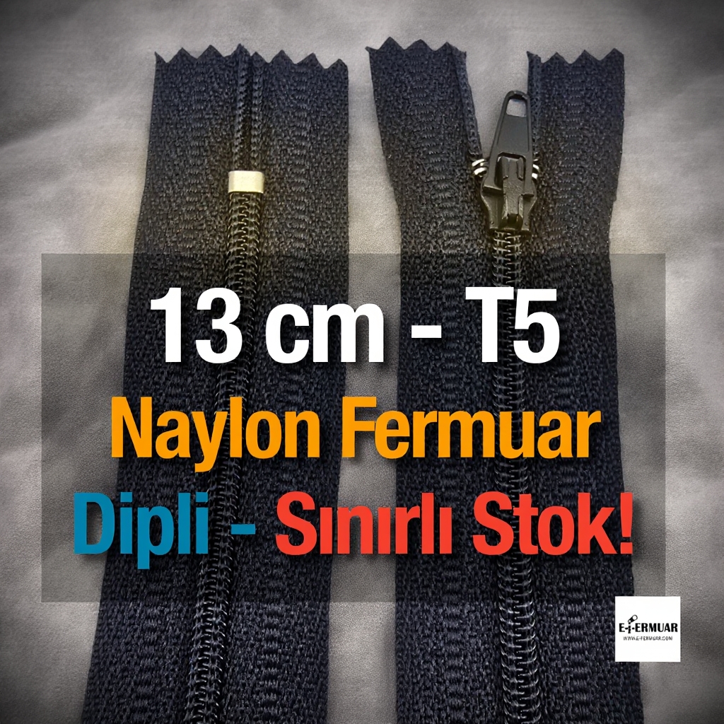 Naylon Cep Fermuarı 13 Cm Dipli -  NC0013T5