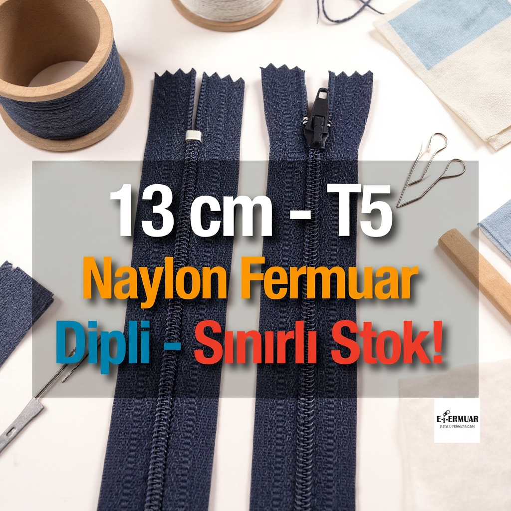 Naylon Cep Fermuarı 13 Cm Dipli -  NC0013T5