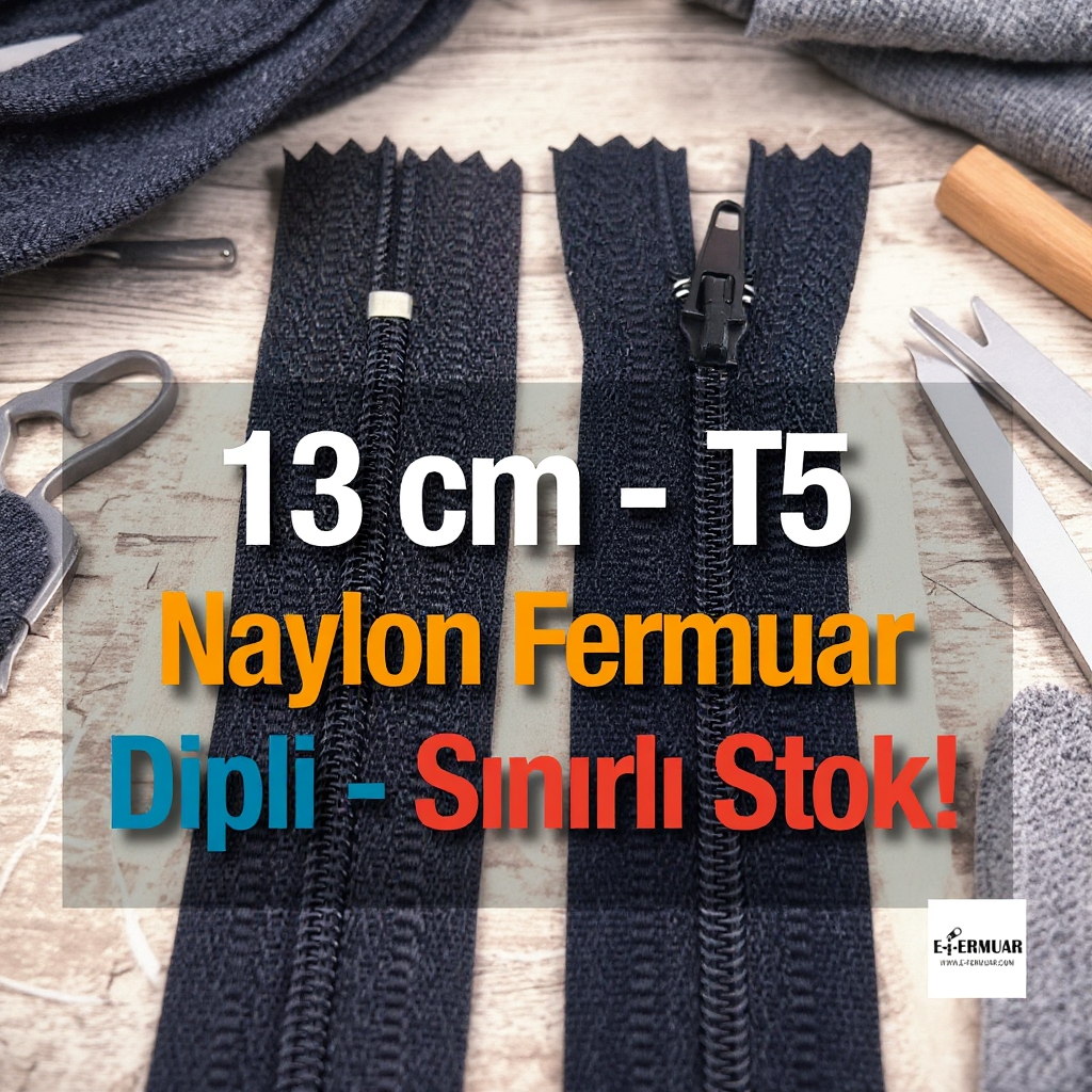 Naylon Cep Fermuarı 13 Cm Dipli -  NC0013T5
