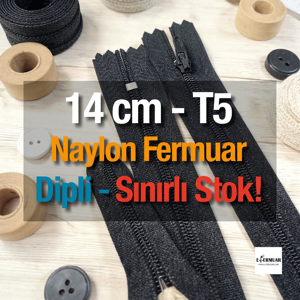 Naylon Cep Fermuarı 14 Cm  Dipli -  NC0014T5