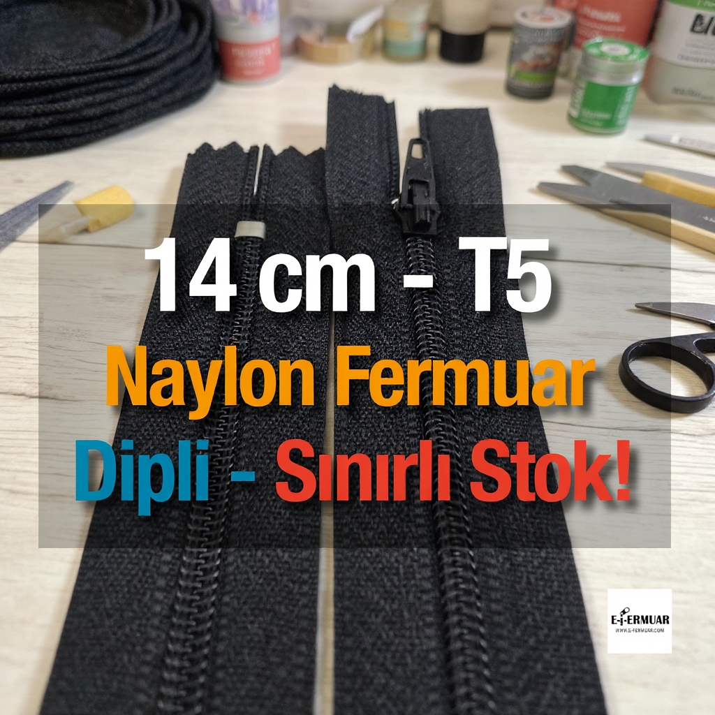 Naylon Cep Fermuarı 14 Cm  Dipli -  NC0014T5