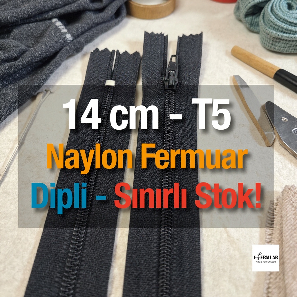 Naylon Cep Fermuarı 14 Cm  Dipli -  NC0014T5