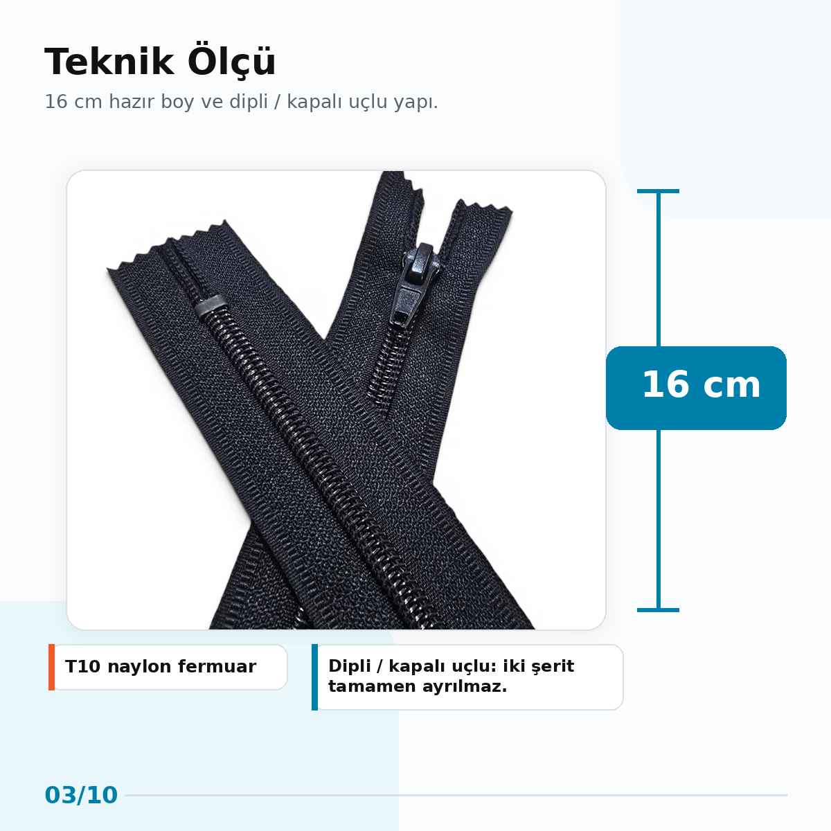 16 cm Nylon #5 Closed-End Pocket Zipper NC0016T10