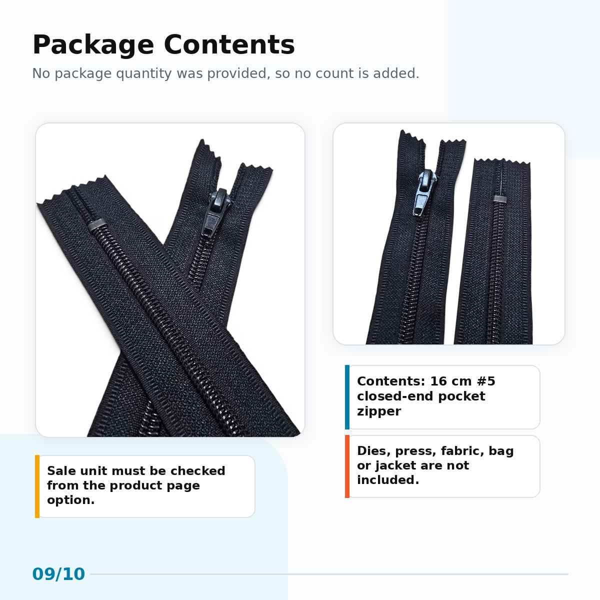 16 cm Nylon #5 Closed-End Pocket Zipper NC0016T10