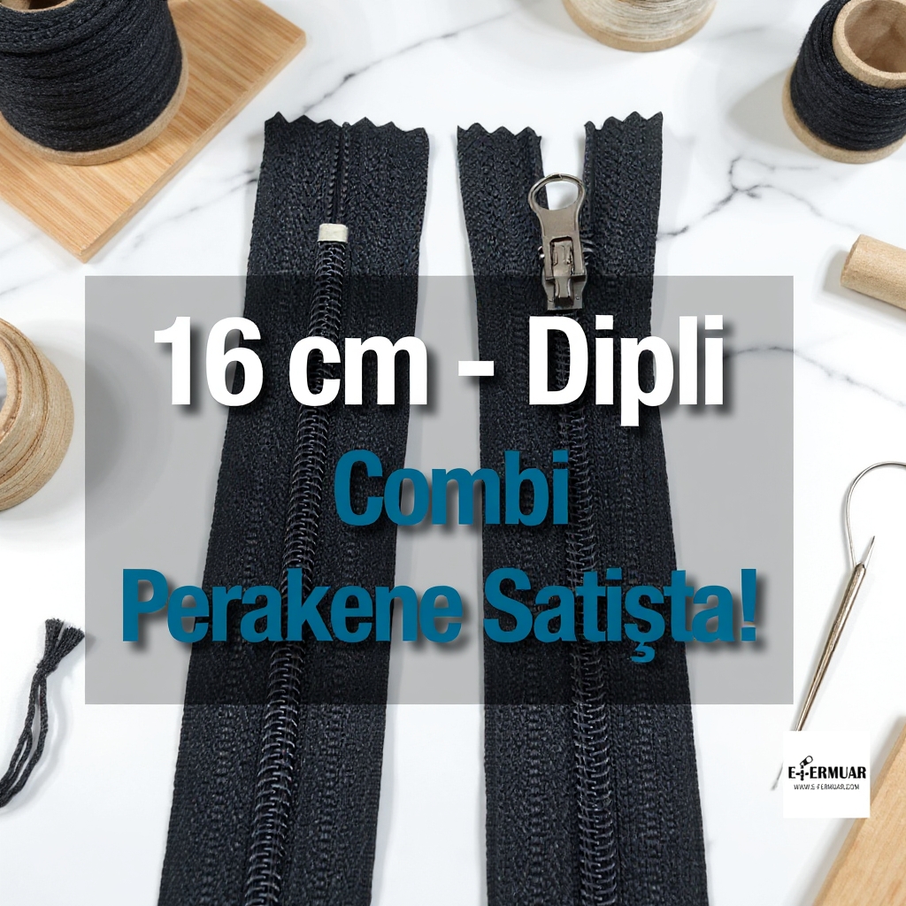 Naylon Cep Fermuarı 16 Cm Combi Elcikli Dipli -  NC0016T10C