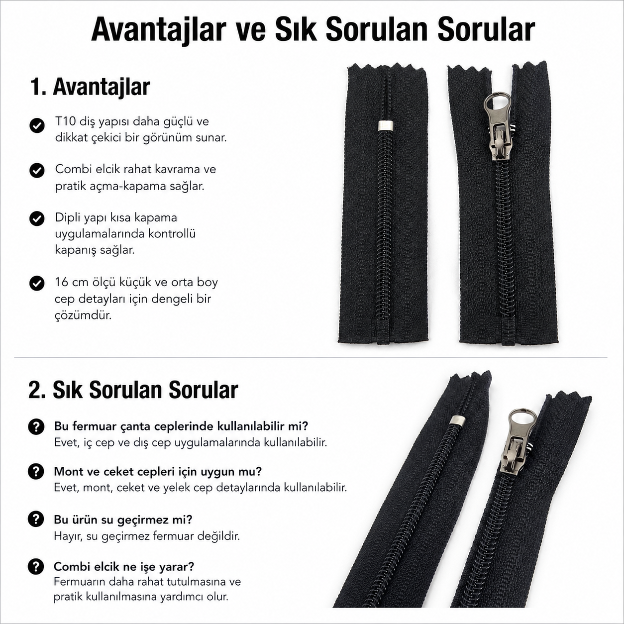 Naylon Cep Fermuarı 16 Cm Combi Elcikli Dipli -  NC0016T10C