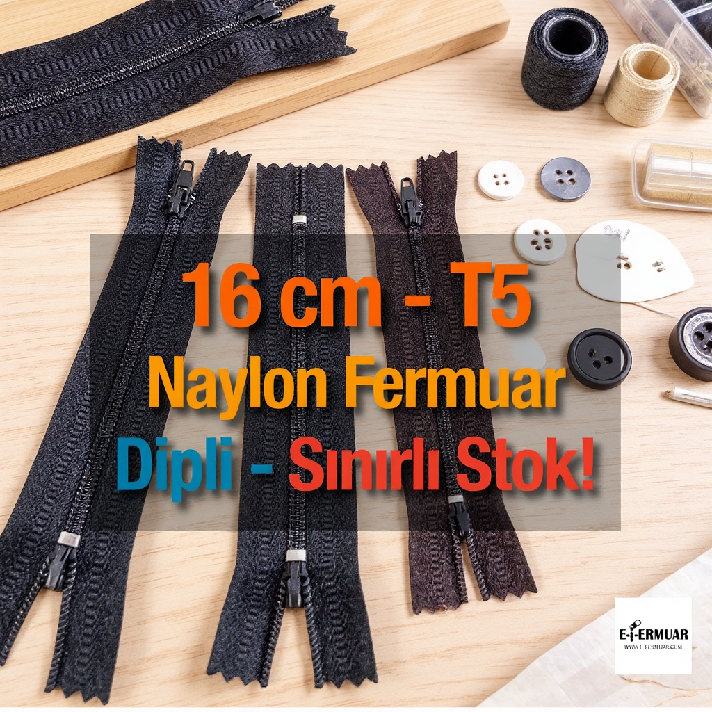 Naylon Cep Fermuarı 16 Cm Dipli -  NC0016T5