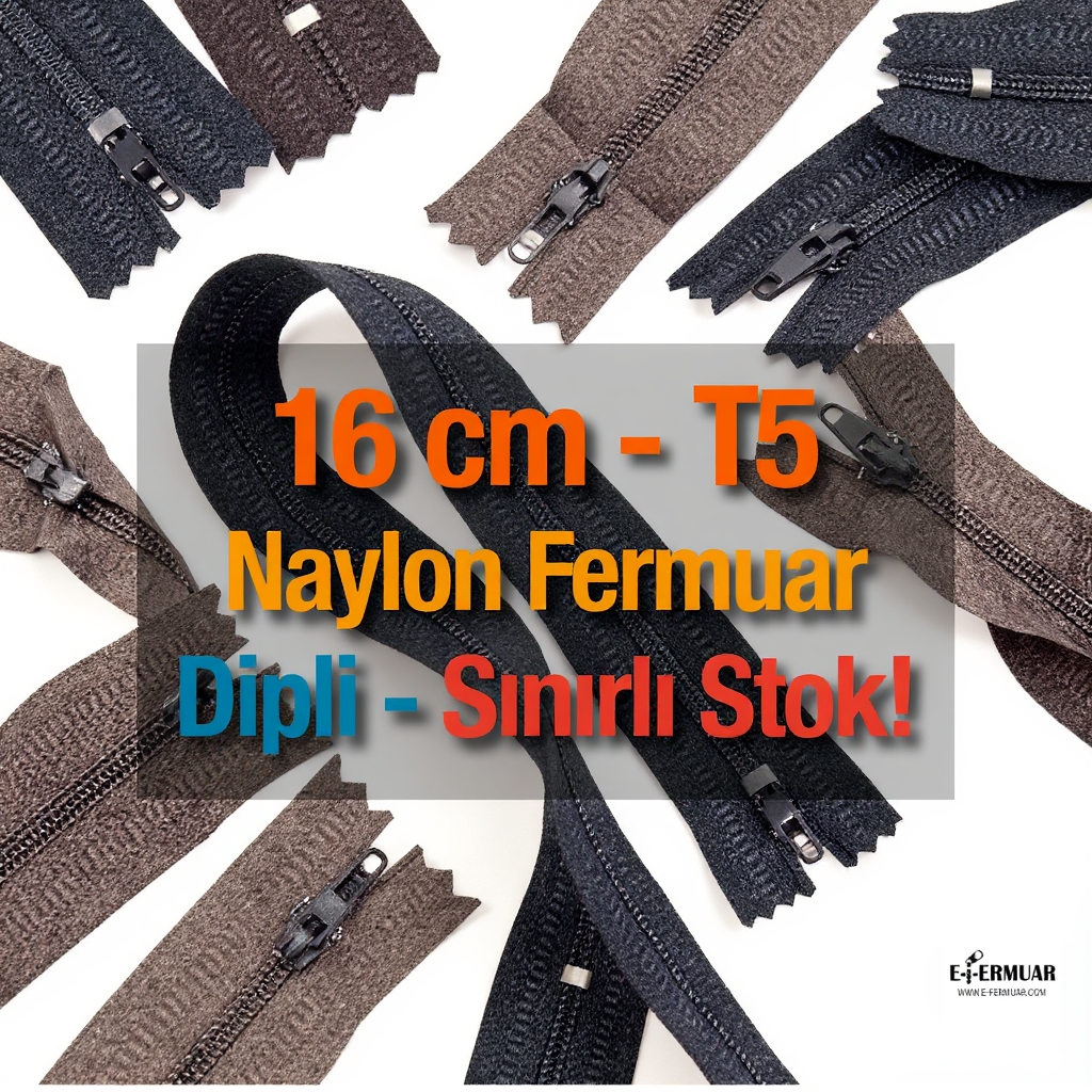 Naylon Cep Fermuarı 16 Cm Dipli -  NC0016T5