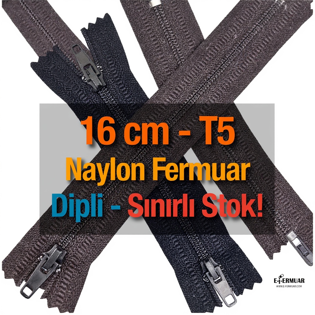 Naylon Cep Fermuarı 16 Cm Dipli -  NC0016T5