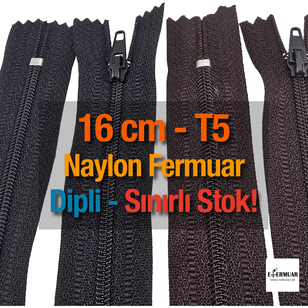Naylon Cep Fermuarı 16 Cm Dipli -  NC0016T5