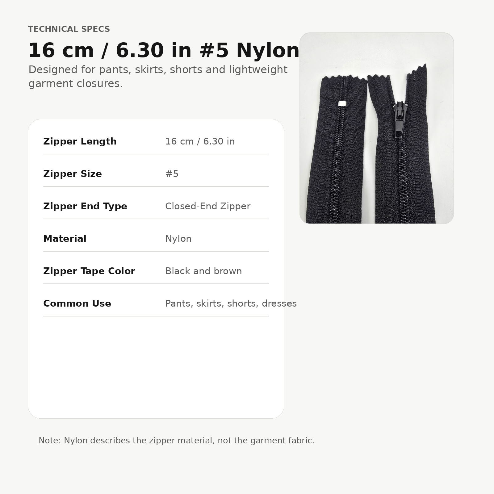 Naylon Cep Fermuarı 16 Cm Dipli -  NC0016T5