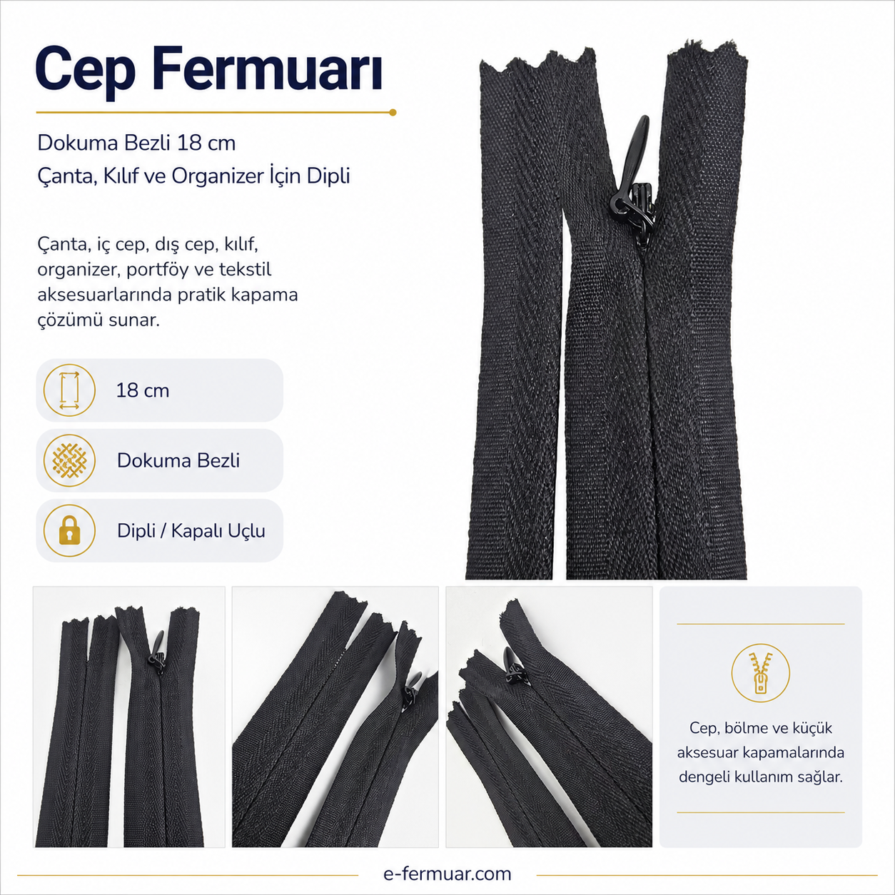 Dokuma 18 cm Tül Fermuar -  NC0018DTUL