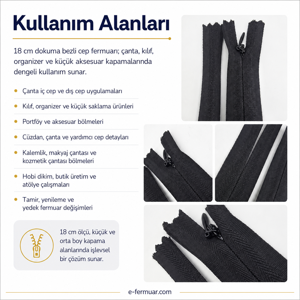 Dokuma 18 cm Tül Fermuar -  NC0018DTUL