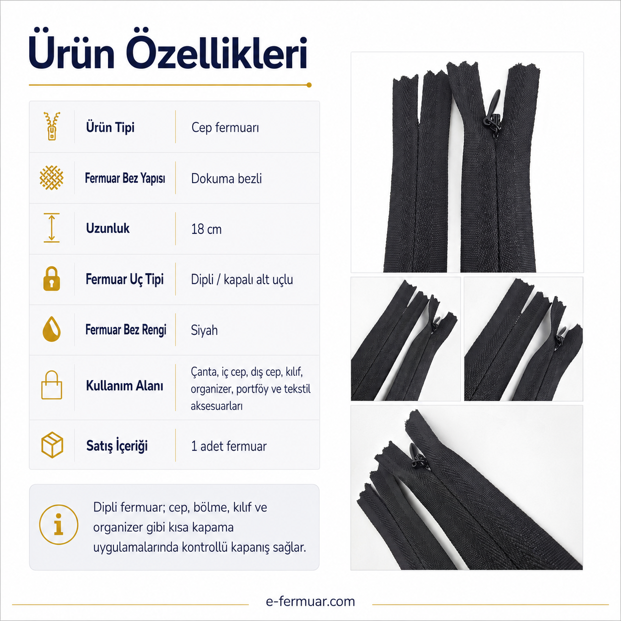 Dokuma 18 cm Tül Fermuar -  NC0018DTUL