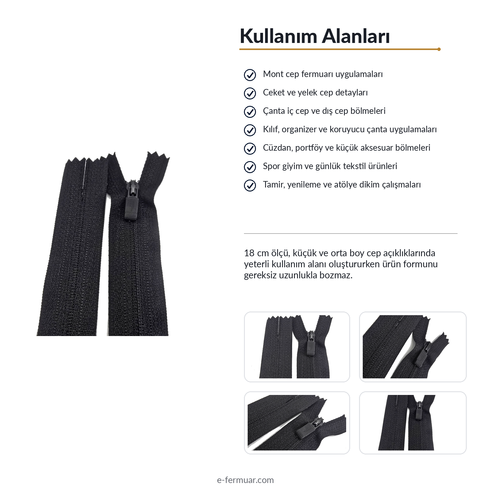 Özel Elcikli 18 Cm Naylon Cep Fermuarı  Dipli -  NC0018T5Ö