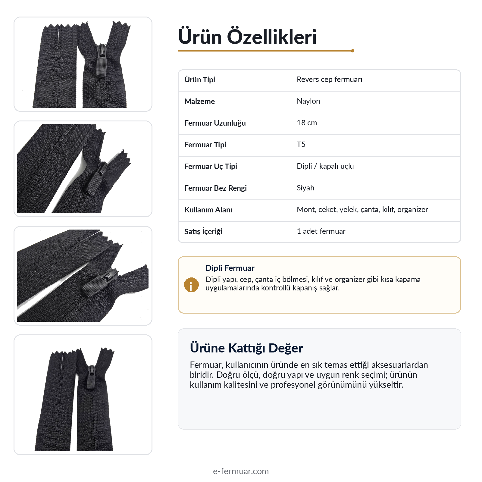 Özel Elcikli 18 Cm Naylon Cep Fermuarı  Dipli -  NC0018T5Ö