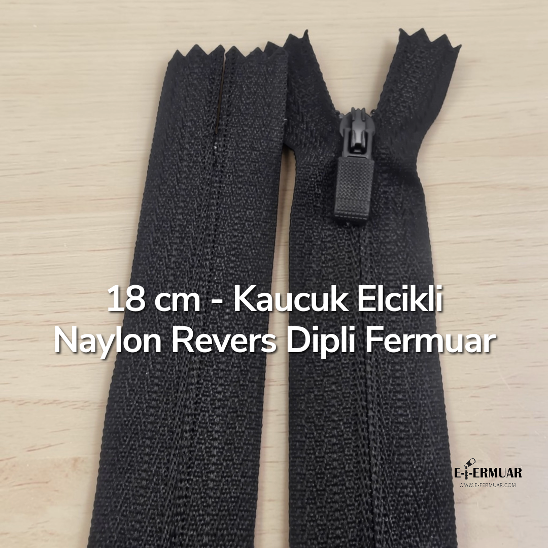 Özel Elcikli 18 Cm Naylon Cep Fermuarı  Dipli -  NC0018T3Ö