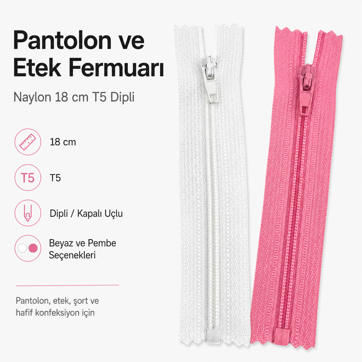 Nylon 18 cm Pocket Zipper - Bottom - NC0018T5