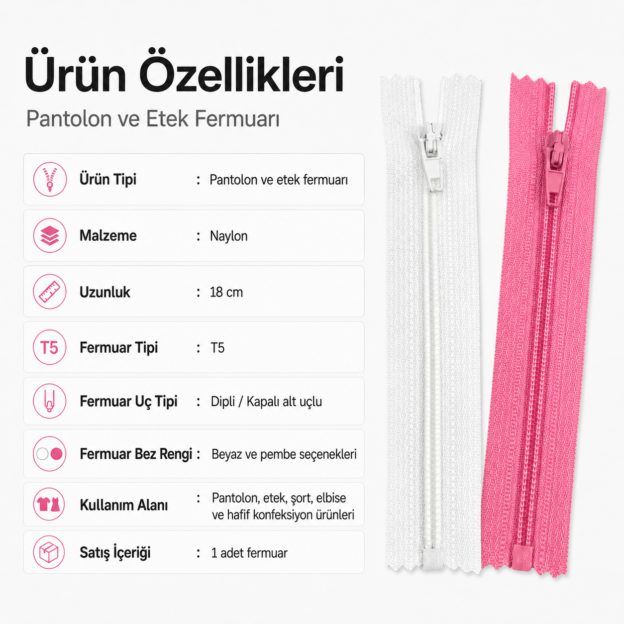 Nylon 18 cm Pocket Zipper - Bottom - NC0018T5