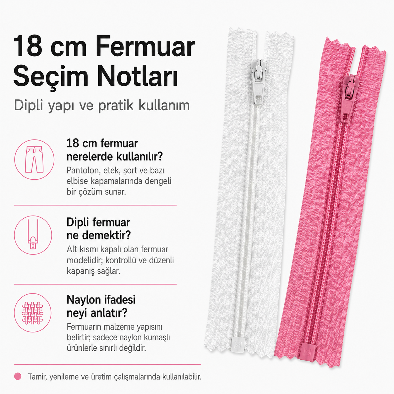 Nylon 18 cm Pocket Zipper - Bottom - NC0018T5
