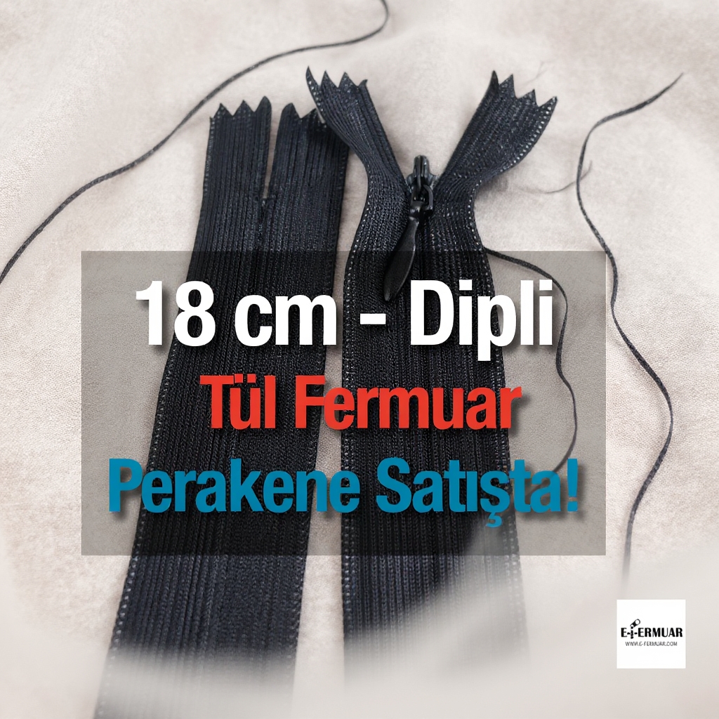 Tül Fermuar 18 cm Dipli -  NC0018TUL