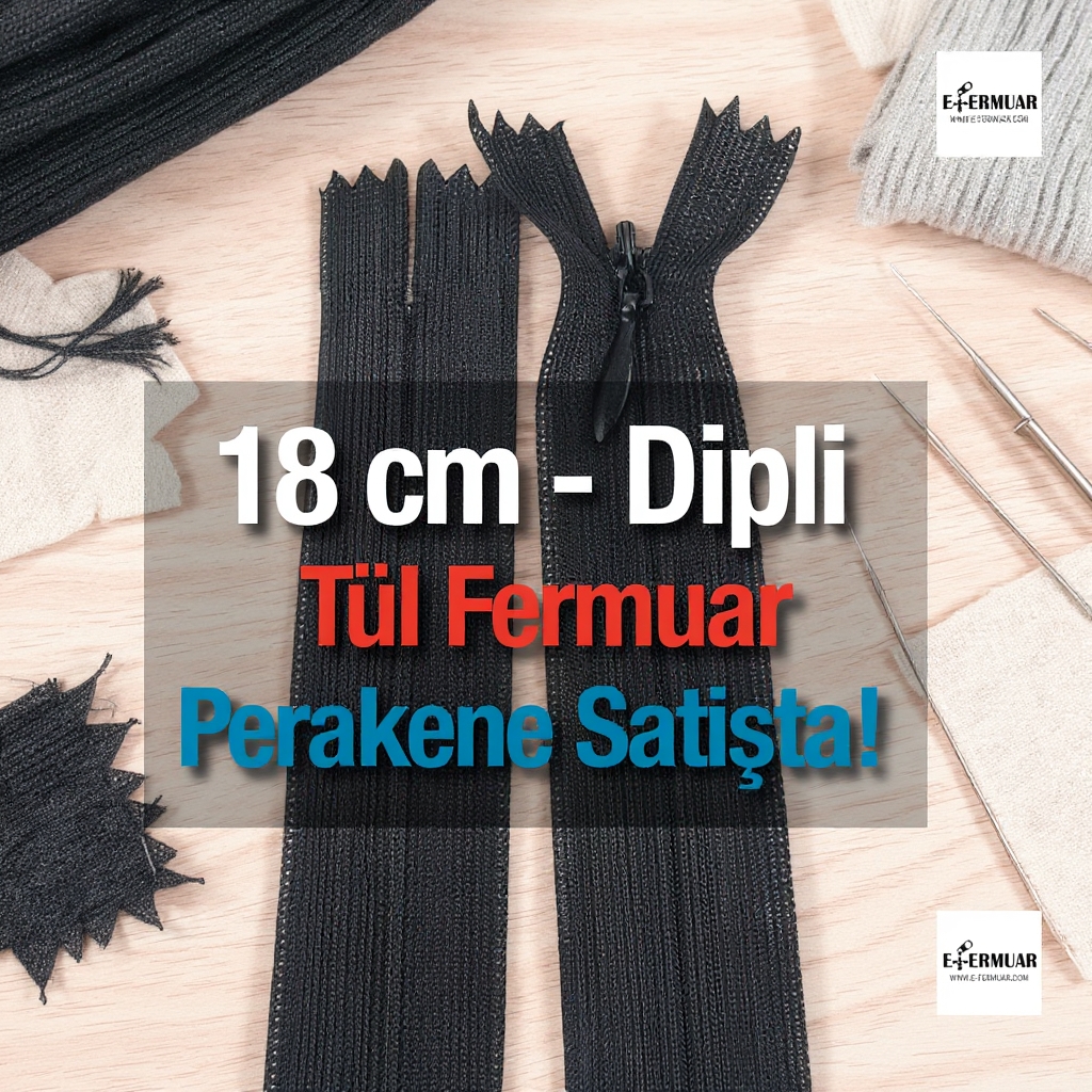 Tül Fermuar 18 cm Dipli -  NC0018TUL