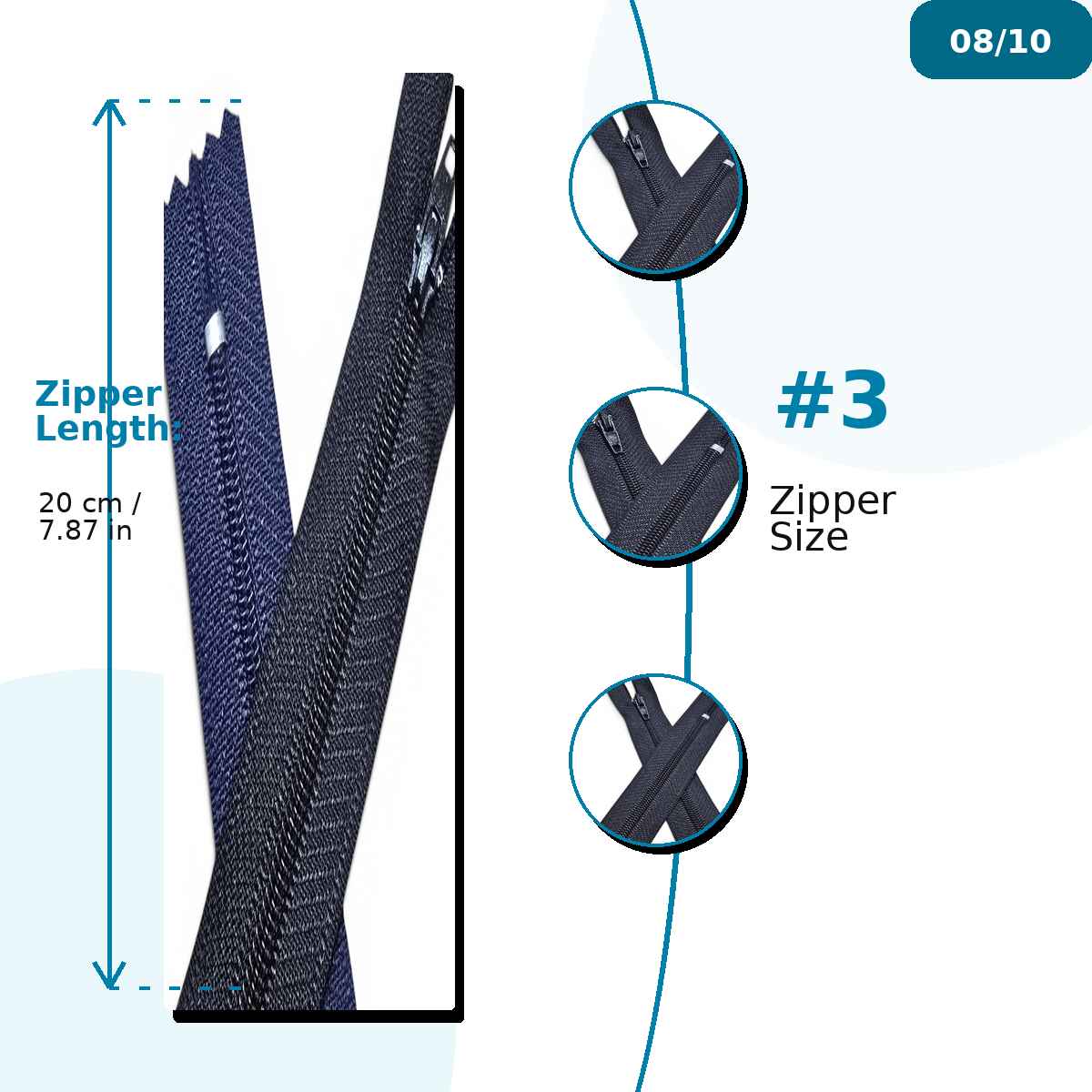 Pantolon ve Etek Fermuarı Naylon 20 cm T5 Kapalı Uçlu 25 Adet NC0020T5