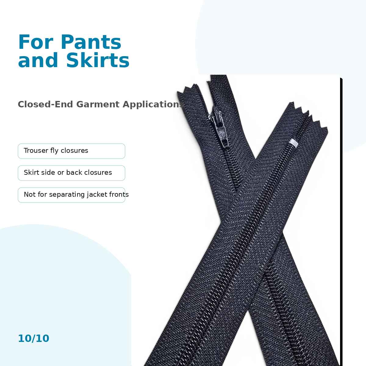 Pantolon ve Etek Fermuarı Naylon 20 cm T5 Kapalı Uçlu 25 Adet NC0020T5