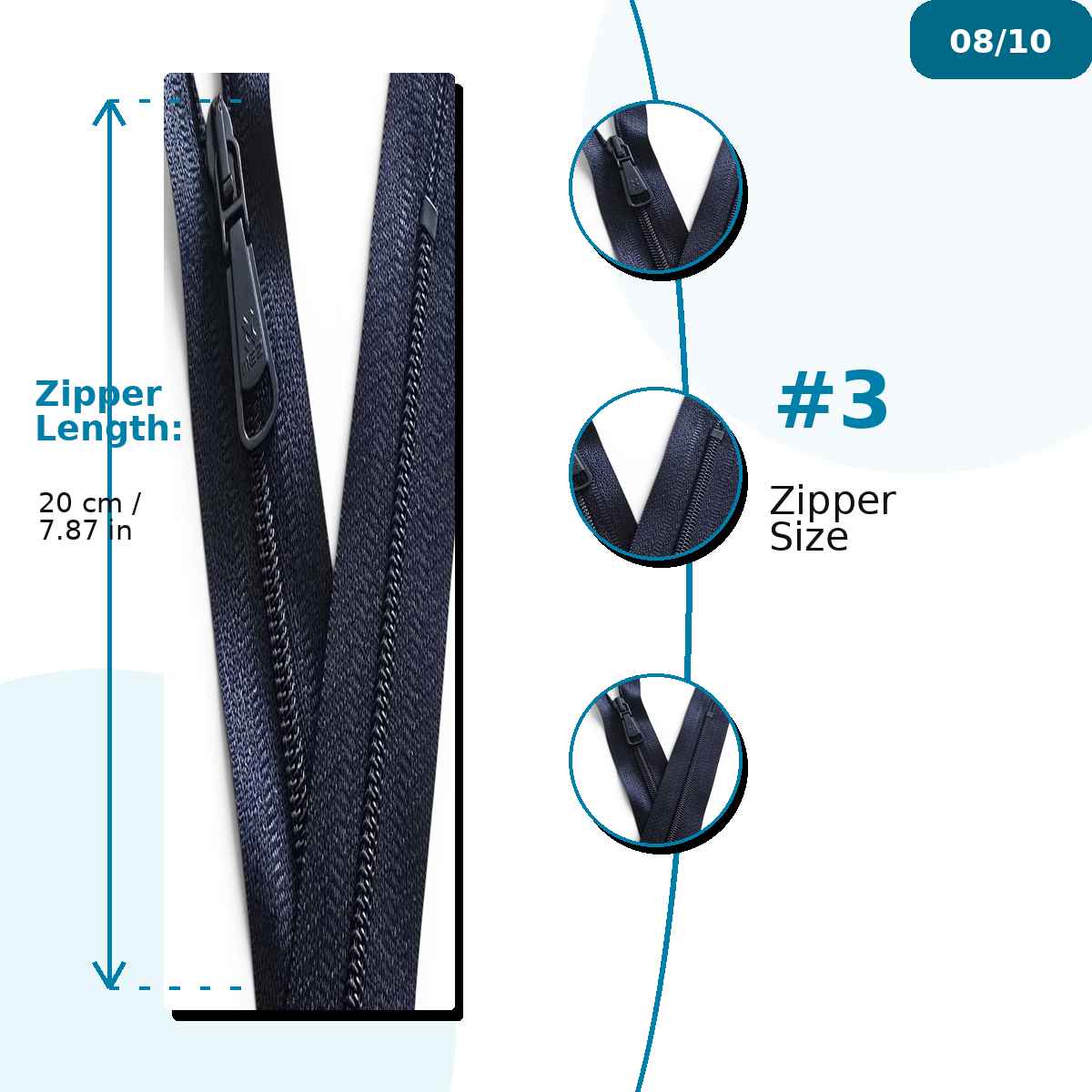 Pantolon ve Etek Fermuarı Naylon 20 cm T5 Kapalı Uçlu NC0020T5M