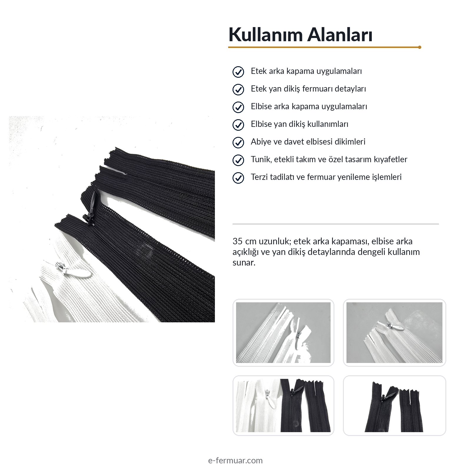 35 cm Tül Gizli Fermuar | Elbise ve Abiye İçin Zarif Seçim | NC0035TUL