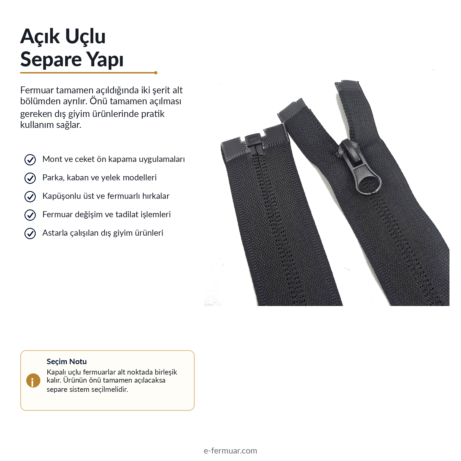 Naylon 68 Cm Mont Fermuarı Açık Uçlu (Separe)  -  NC0068T10