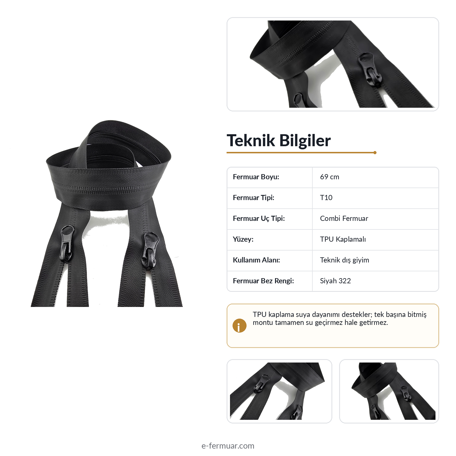 Su Geçirmez Fermuar 69 cm Tpu  NC0069SG