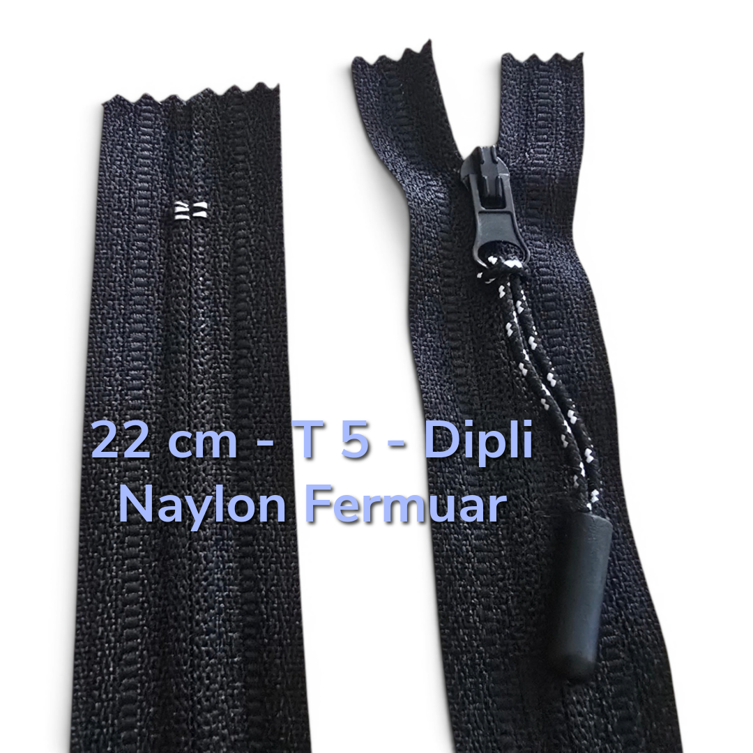 Pantolon ve Etek Fermuarı Naylon 22 cm T5 Kapalı Uçlu Revers Combi Kafa İpli NC0022T5CI