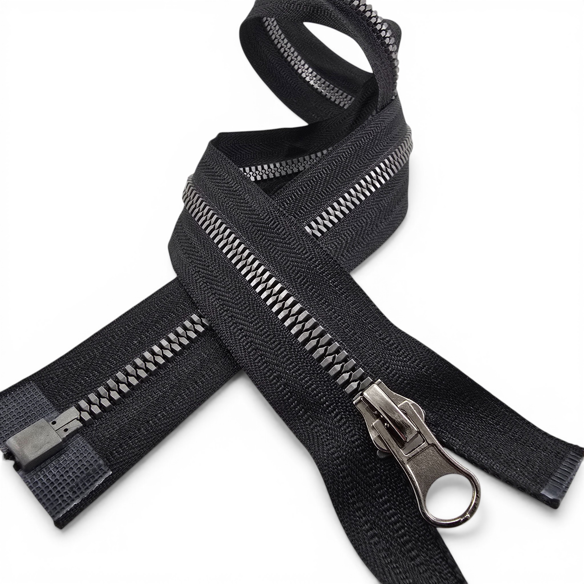 49 cm Timsah Diş Kemik Mont Fermuarı | Açık Uçlu Separe Kısa Model | PR0049T6TMS